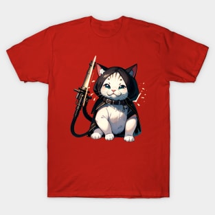 Star Cat Tshirt and Stickers Design Cute Cat Sci-Fi Characters Robot Carousel T-Shirt